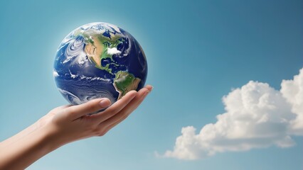 hand holding earth, earth day, world environment day concept