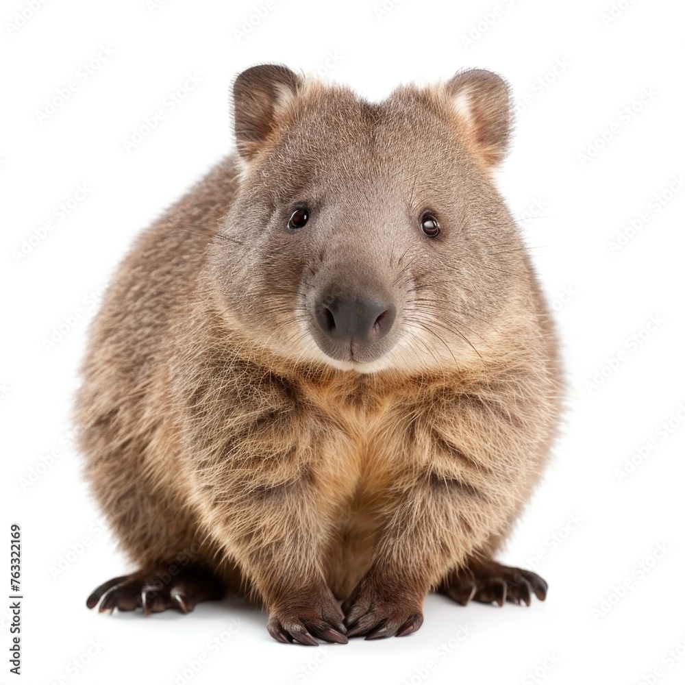 Wall mural Wombat in natural pose isolated on white background, photo realistic