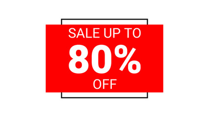80% percent discount sale off red tag, label. emblem sale offer, badge price discount number. stamp Flat offer, sticker clearance sale. Finance product emblem.