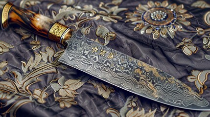 my top high and premium damascus blade knife in my collection - obrazy, fototapety, plakaty