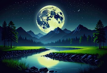 Fototapeta na wymiar Full moon night background