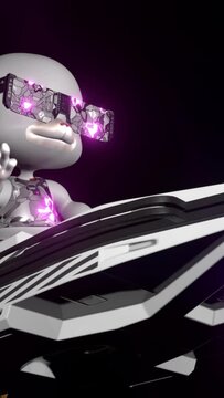 mouse flying on a skateboard over cheesy asteroids, fantasy, background music, cyclic animation, 3D rendering