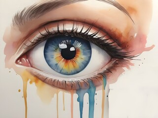 painting eye in watercolor