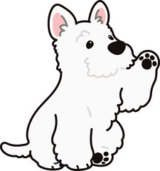 Simple and adorable white Scottish Terrier illustration waving