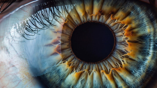 macro photo of human eye, iris, pupil, eye lashes