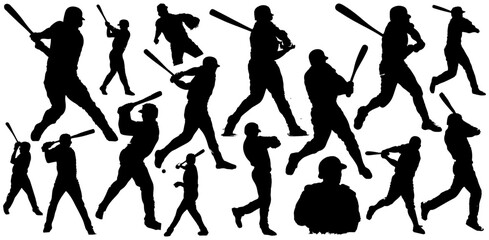 Fototapeta na wymiar baseball silhouettes sprots lover