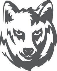 Wolf portrait logo. Black animal head logo