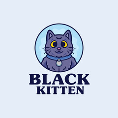 Black cart head Logo mascot illustration Cartoon character vector