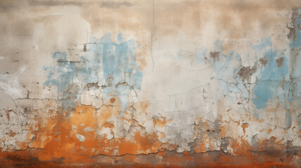 Decaying Wall with Blue and Orange Peeling Paint Texture