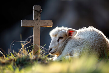 The Lamb and Cross in Harmony represent the Divine Atonement. The blood of the lamb symbolizes the Eucharistic Grace and the Lamb's Spiritual Offering.