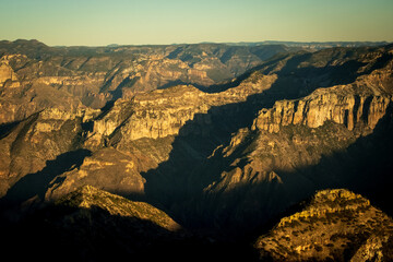 Fototapeta na wymiar Mexico Copper Canyon Chihuahua state view at sunset aerial drone 