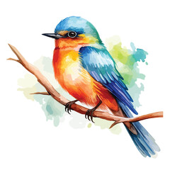 Watercolor Colorful Bird Clipart 