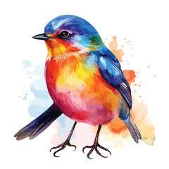 Watercolor Colorful Bird Clipart 