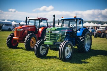 A modern tractor equipped with advanced technology navigating through a lush field, showcasing the integration of neural network systems to improve agricultural efficiency.