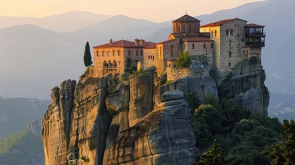 Fotobehang Beautiful landscape of monasteries  and rocks of Meteora , Greece © Ebru