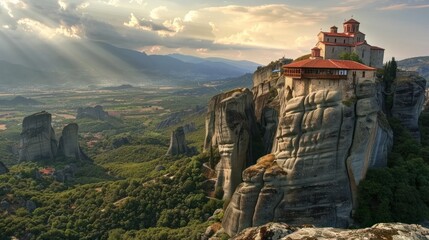 Fototapeta na wymiar Beautiful landscape of monasteries and rocks of Meteora , Greece