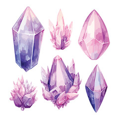 Watercolor Fairy Crystals Clipart 