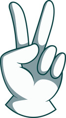 Victory gesture. White glove hand in retro comic style