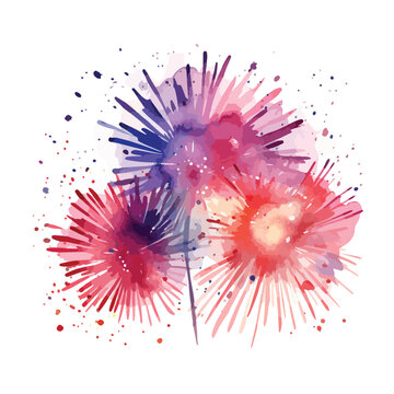 Watercolor Fireworks Clipart 