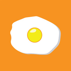 Fried egg omelette top view pan vector food illustration. Egg omelet albumen cartoon icon breakfast on Orange background. Vector illustration. Eps file 233.