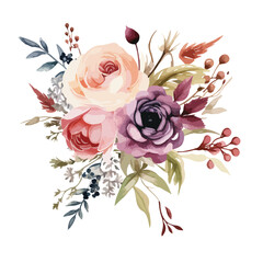 Watercolor Floral Bouquet clipart isolated on white background