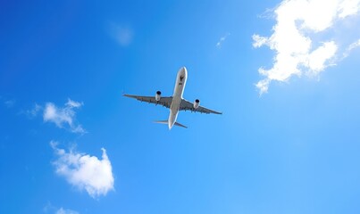 Obraz premium airplane flying in the blue sky