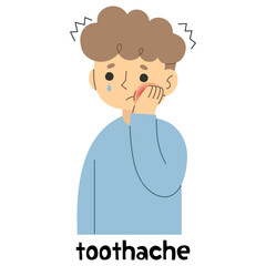 Toothache 1 cute on a white background, vector illustration.