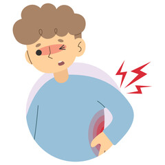 Backache 4 cute on a white background, vector illustration.