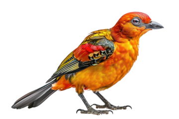 flame bowerbird on isolated transparent background