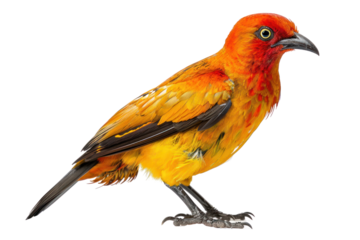 flame bowerbird on isolated transparent background