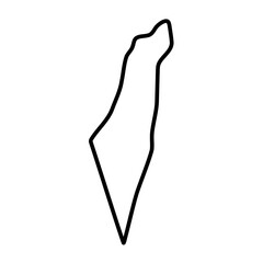 Israel country simplified map. Thick black outline contour. Simple vector icon