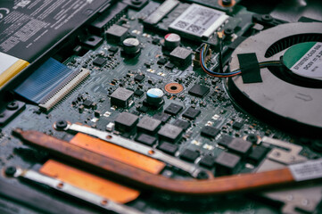 Electronic components on a computer graphics card