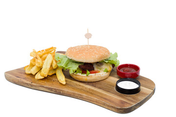 hamburger with fries