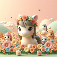 Fototapeta premium cute fantasy horse animation wallpaper for kids