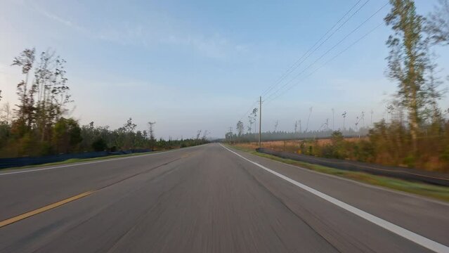 Forward low Drive Plate, Earling morning along single lane highway