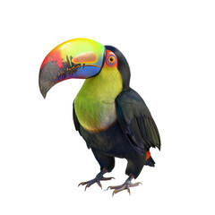 keel billed toucan on isolated transparent background