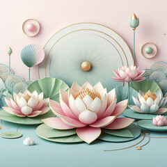 beautiful and cute flower 3D animate soft color design wallpaper and illustration