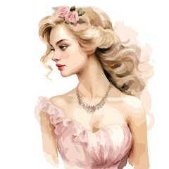 Watercolor Vintage Princess Clipart 
