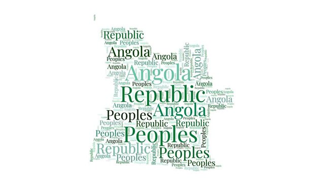 Angola shape words animation. Angola boundary filled with country names animated. Country opening, intro, presentation video.