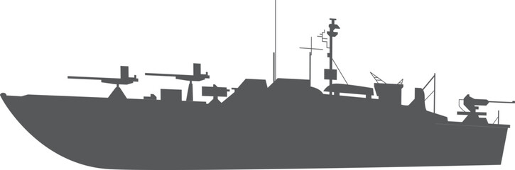 Battleship black silhouette. Navy army force ship © ONYXprj