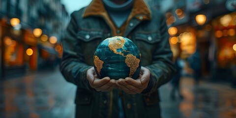 A person explaining the importance of international trade and global market growth. Concept Global economy, International relations, Trade agreements, Market expansion, Economic growth - obrazy, fototapety, plakaty