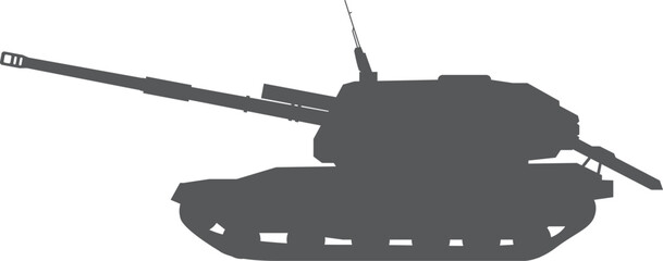 Tank destroyer black silhouette. Army force symbol - obrazy, fototapety, plakaty