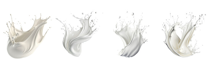 Set of White milk wave splash on transparent background Remove png