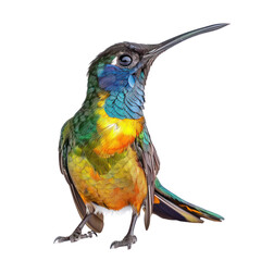 Horned sungem bird on isolated transparent background