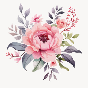 Watercolor Vintage Floral Clipart 