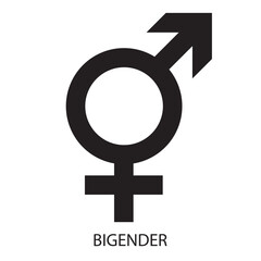 Bigender symbol. Gender and bi sexual orientation icon vector on white background. - obrazy, fototapety, plakaty
