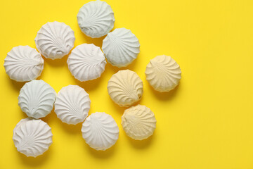 Many sweet zephyr on yellow background