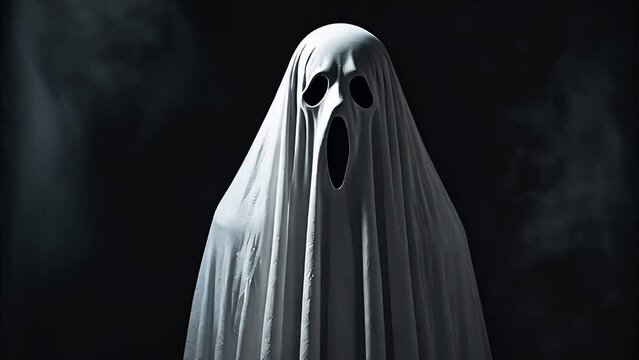 Standing ghost in a white sheet