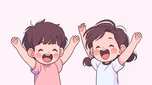 Hand drawn cartoon cute kids children's day illustration
