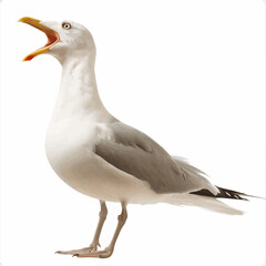 Fototapeta premium Standing Seagull Squawking Isolated